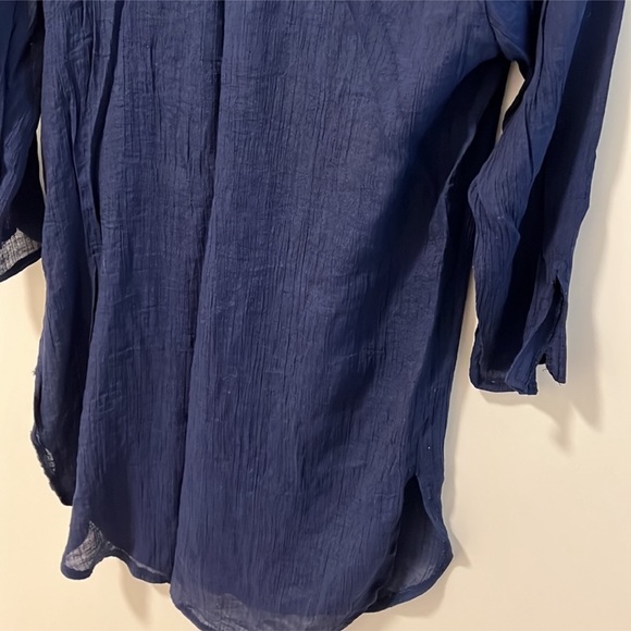 MERONA | Navy Sheer Tassel Tunic - Picture 2 of 8